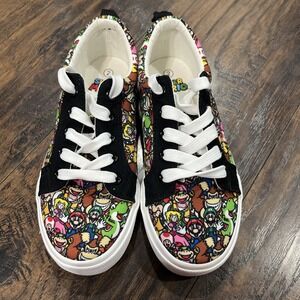 Super Mario Bros Sneakers Canvas Shoes Size 2 Boys Ground Up 2024 Multicolor Blk